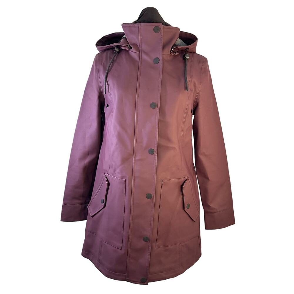 UGG Rylie Rain Jacket Trench - Women's Small - Rubberized - Burgundy - Picture 2 of 11